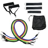 Kit Extensor Elástico 11 Peças Exercício Fitness Pilates