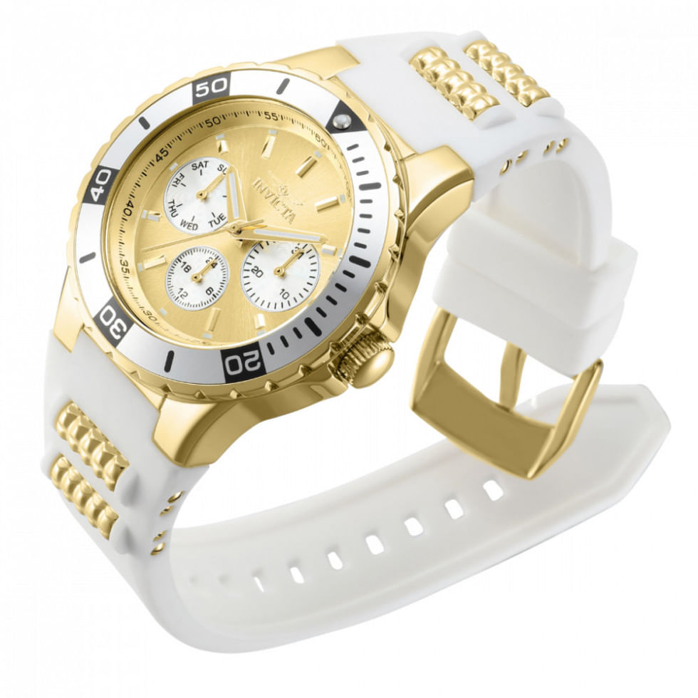 Relógio Feminino Aviator, Invicta 37317, Branco, Dourado E Preto