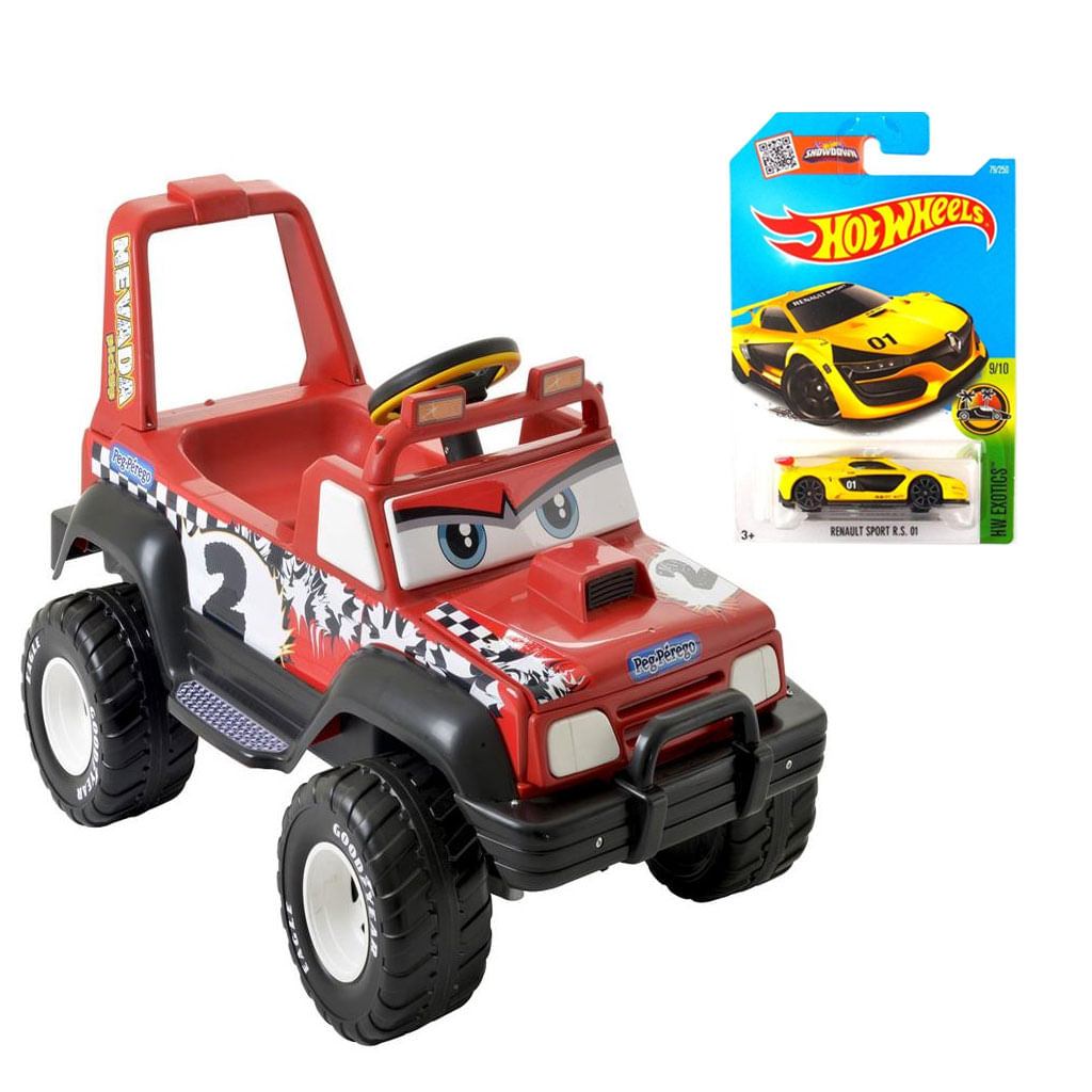 Kit Carro Elétrico Jeep Nevada E Carrinho Hot Wheels Sortido