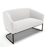 Sofá Namoradeira 2 Lugares Base Industrial Preto Stella Bouclê D03 - D&#39;rossi Cor Off White