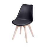 Cadeira Assento Estofado Base Madeira Sala De Jantar 49X42,5X83Cm Preto
