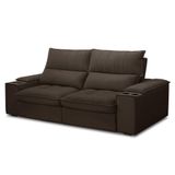 Sofá Retrátil 3 Lugares Com Porta Copo 230cm Andes F05 Veludo Marrom Escuro
