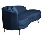Chaise Longue Divã Emili Em Madeira De Reflorestamento 160cm Veludo Speciale Home Azul