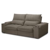 Sofá Retrátil 3 Lugares Com Porta Copo 210cm Andes F05 Veludo Marrom