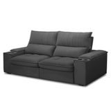 Sofá Retrátil 3 Lugares Com Porta Copo 230cm Andes F05 Veludo Grafite