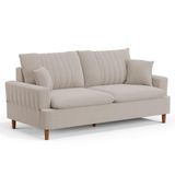Sofá Living 2 Lugares 160cm Com Almofadas Veras D05 Bouclê Bege