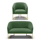 Namoradeira E Poltrona Base Industrial Dourado Stella Suede D03 - D&#39;rossi Cor Verde