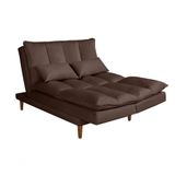 Sofá Cama Vancouver 3 Lugares Império Reclinável Casal Pés Madeira Suede Marrom 379