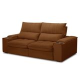 Sofá Retrátil 3 Lugares Com Porta Copo 210cm Andes F05 Veludo Terracota
