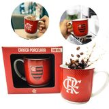 Caneca Xicara Porcelana Vermelha Premium 300ml Café Sigla