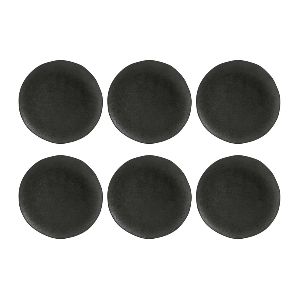 Jogo De Prato Raso Stoneware Carbon Porto Brasil Kit 6 Peças