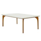 Mesa Sala De Jantar 8 Lugares 218cm Tampo Em Laca Dinamarca Offwhite/mel - Gran Belo