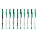 10 Canetas Compactor Esferográfica Fina 0.7 Verde