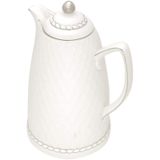 Garrafa Térmica De Porcelana Branco E Prata