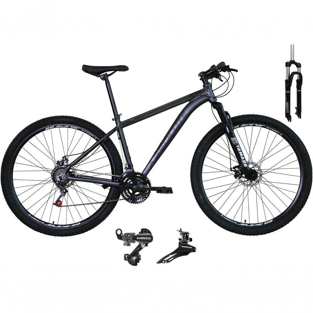 Bicicleta Aro 29 Absolute Nero 4 Câmbio Shimano 24v Acera K7 Garfo Trava Freio A Disco - Grafite Tam.19