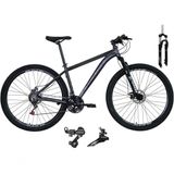 Bicicleta Aro 29 Absolute Nero 4 Câmbios Shimano 24v Garfo Com Trava No Ombro Pneu Faixa Bege - Grafite Tam.17