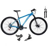 Bicicleta Aro 29 Absolute Nero 4 Kit 2x9 Sunrun Freio Disco K7 11/36 Pedivela 24/38d Trava - Azul Tam.17