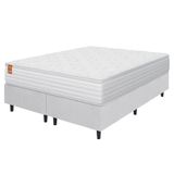 Cama Box Colchão Casal King Molas Ensacadas Real 193x203x65cm Linho Branco Inducol - Suporta Até 130kg Por Pessoa