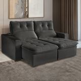 Sofá Retrátil E Reclinável 3 Lugares 200cm Beny Suede/cinza