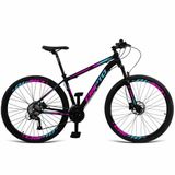 Bicicleta Aro 29 Cripto 24 Marchas Shimano Freios Hidraulico - - 19&quot; Preto-azul E Rosa