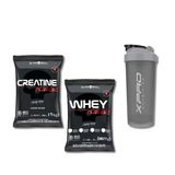 Kit Turbo Whey Refil 907g Morango + Creatine Refil 1 Kg Sem Sabor + Coqueteleira 700ml Xpro