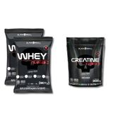 Kit 2 Turbo Whey Refil 907g Chocolate + Creatine 300g Refil Black Skull