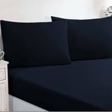 Jogo De Cama Malha Lençol 100% Algodão Gran Moratta 3 Peças Casal - Azul Marinho