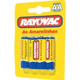 Pilha Rayovac Amarelinha Aa Tubo Embalagem Com 4 Unidades