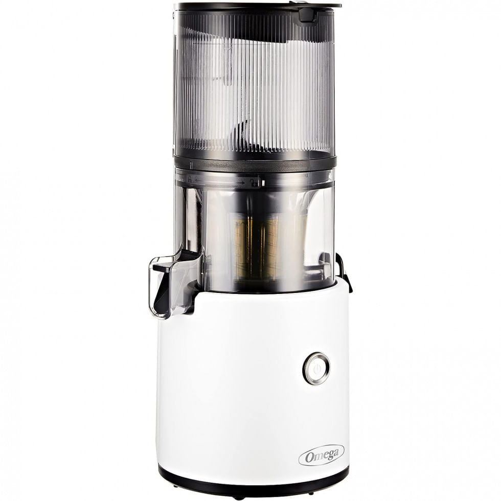 Centrifuga De Frutas 2 Litros Com Função Reversa E Funil Extra Grande, 110v 150w, Omega Juicer Jc2022wht11, Branca