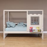 Cama Casinha Reta Madeira Maciça Branco- Cinza Housin