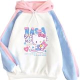 Moletom Sanmu Loose Digital Pattern Hello Kitty Smile