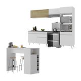 Armário De Cozinha Modulado Com Bancada Americana Multimóveis Mp2209 Branco Branco