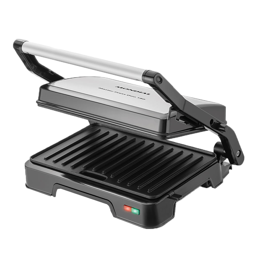 Grill E Sanduícheira Master Press Mondial Pg-01-180 Duo 180 1000w Preto Com Inox