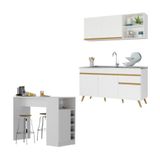 Armário Cozinha Compacta Multimóveis Mp2200 Branco/dourado