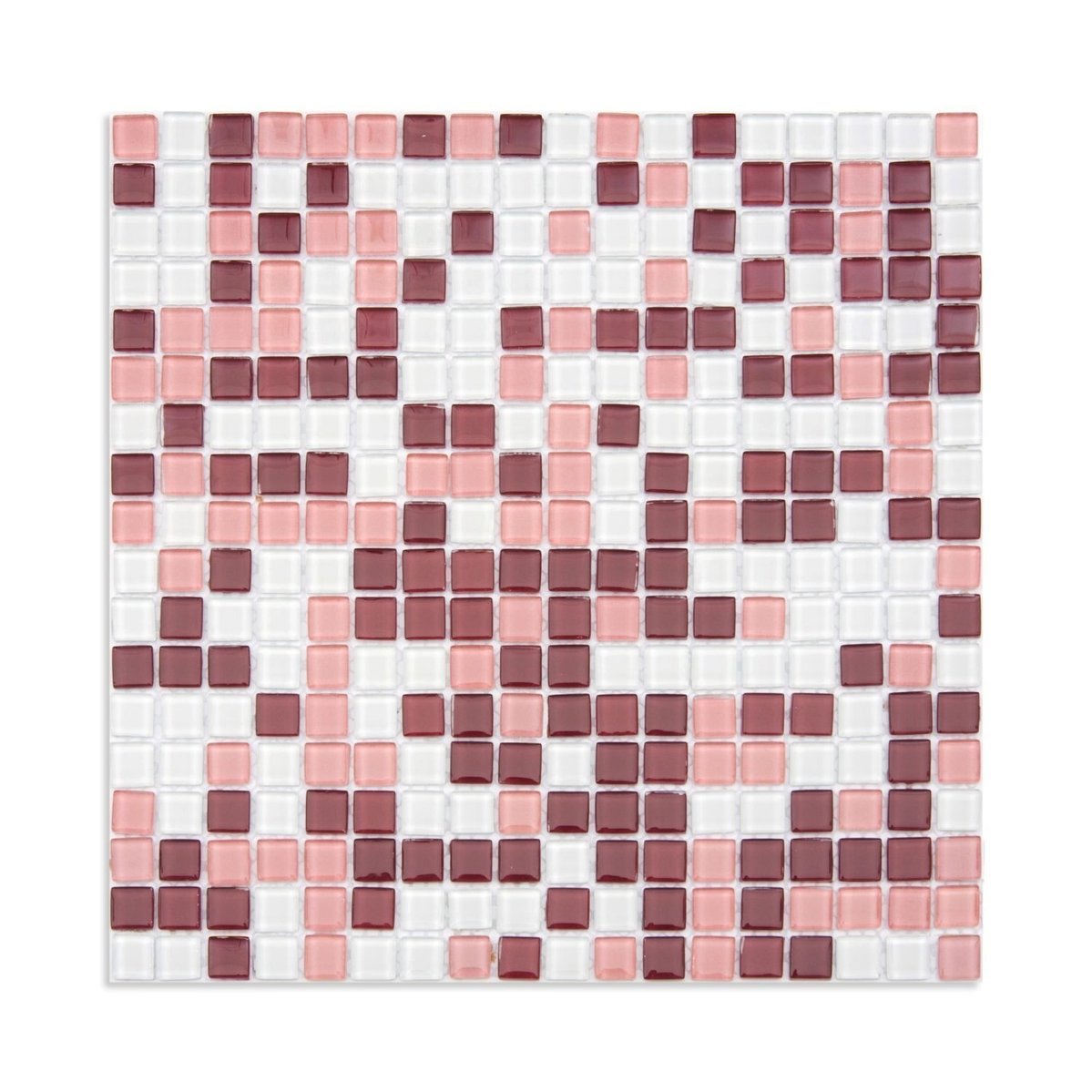 Pastilha De Vidro Cristal Miscelanea 30x30cm Vinho Real/rosa Clara/branco