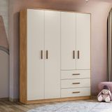 Guarda-roupa Infantil 3 Gavetas Pérola Nature/branco Off