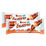 Kit 2 Chocolate Kinder Bueno Wafer Com Recheio De Leite E Avelãs 43g