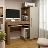 Mesa para Computador Escrivaninha com Armário Cinamomo/Off White