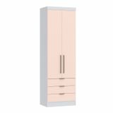 Guarda Roupa Modulado 2 Portas 3 Gavetas Infinity  Branco Line/blush Line