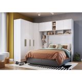 Guarda Roupa Casal Modulado 3 Peças 8 Portas 3 Gavetas Wood  Branco Line