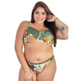 Biquíni Plus Size Aro Sem Bojo Calcinha Fio Duplo Estampado Canelado