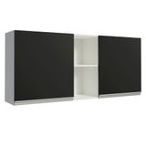 Armário Aéreo Madesa Glamy 150 Cm 2 Portas E 2 Nichos - Branco/preto