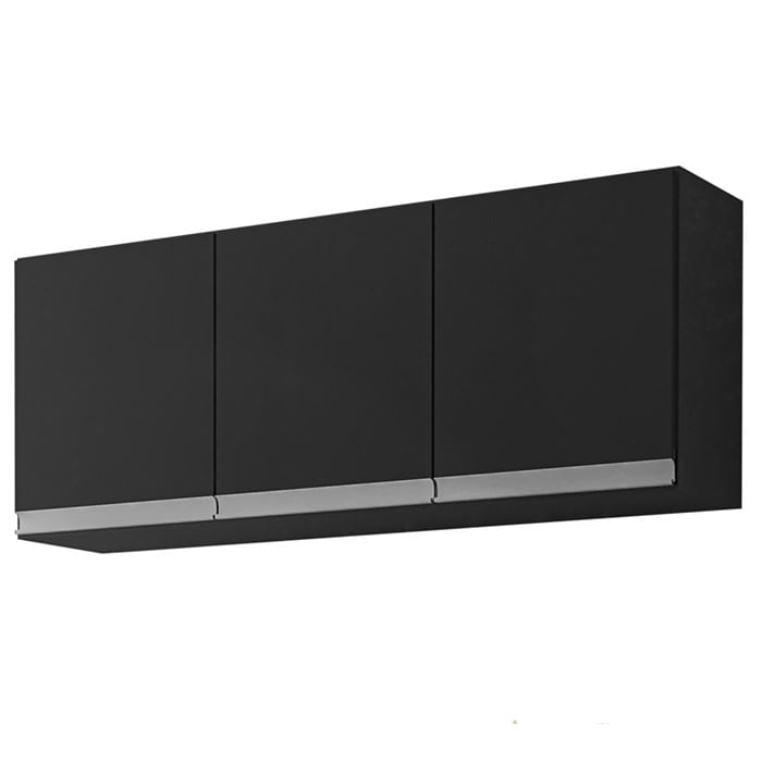 Armario Aereo 120 Cm 3 Portas Andreia Preto Reajl Moveis