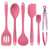 Kit Utensilio De Silicone Cozinha Rosa 6 Peças