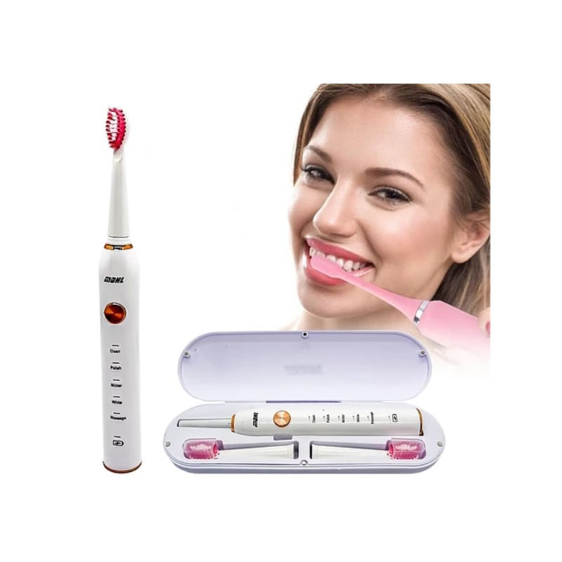 Escova De Dentes Elétrica Smart 5 Modes Com 6 Cabeças De Escova E Estojo