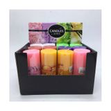 Conjunto De 12 Velas Aromáticas Cilíndricas De 10 Cm Com Decoração