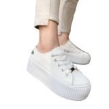Tênis, Chinelo De Lona Feminino, Plataforma, Preto E Branco