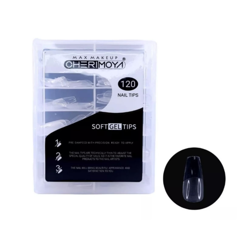 Nail Tips Soft Gel Cherimoya Cofin Short 120 Unidades