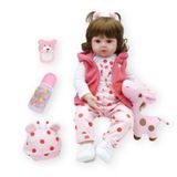 Brinquedo De Vinil Baby Doll Reborn De 48 Cm Com Olhos Castanhos Para Meninas