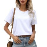 Camiseta Feminina De Algodão De Manga Curta, Pacote Com 3 Unidades, Branca